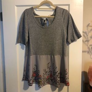 Anthropologie grey floral peplum top // Moth